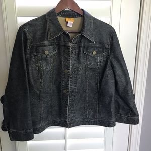 Ruby Road charcoal Black faux Leather Jacket Sz 14